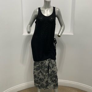 I Prefer Difference Wool Blend MIdi Dress Black Gray